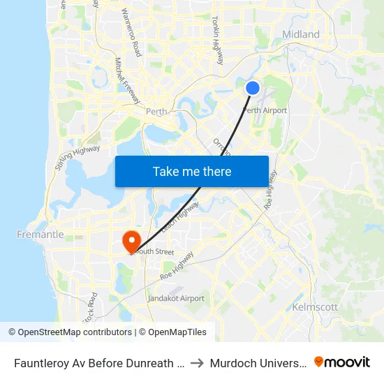 Fauntleroy Av Before Dunreath Av to Murdoch University map