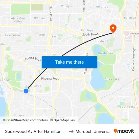 Spearwood Av After Hamilton Rd to Murdoch University map