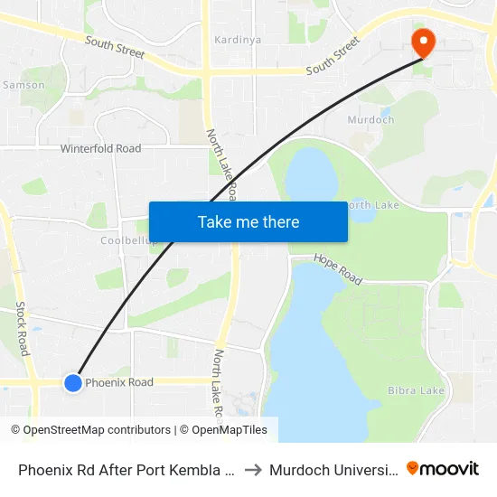 Phoenix Rd After Port Kembla Dr to Murdoch University map