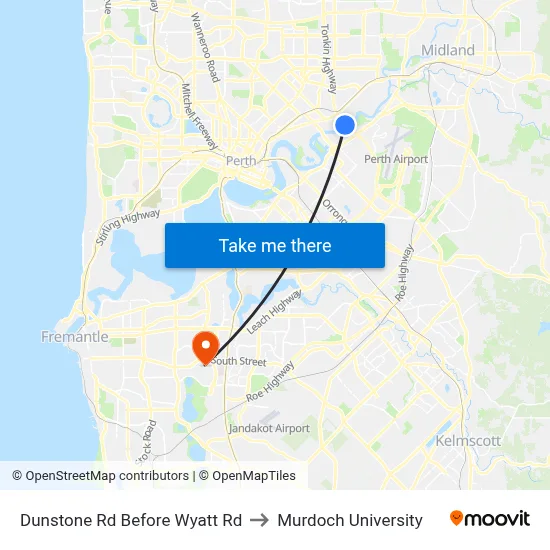 Dunstone Rd Before Wyatt Rd to Murdoch University map