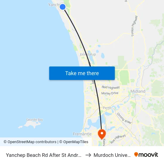 Yanchep Beach Rd After St Andrews Dr to Murdoch University map