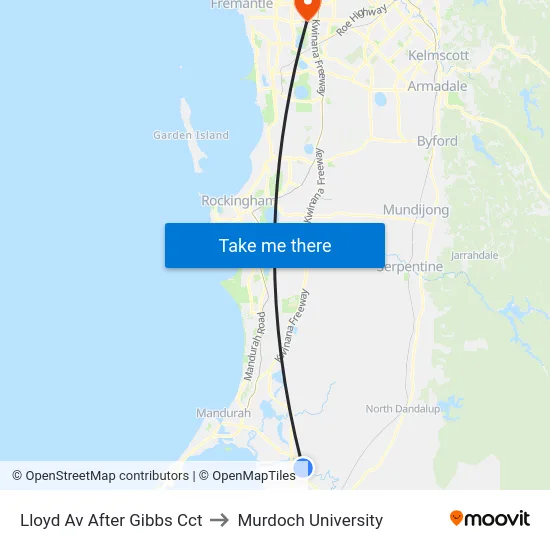 Lloyd Av After Gibbs Cct to Murdoch University map