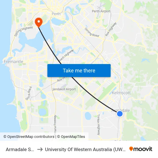 Uwa Map Armadale Stn to University Of Western Australia (UWA) with public ...