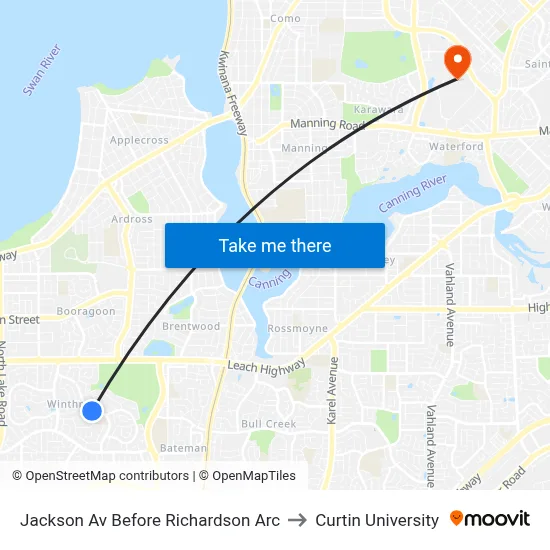 Jackson Av Before Richardson Arc to Curtin University map