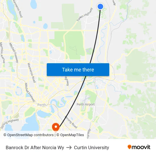 Banrock Dr After Norcia Wy to Curtin University map