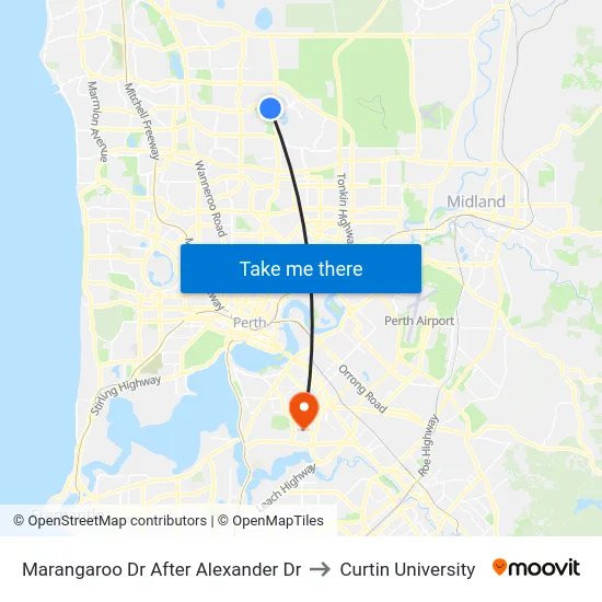 Marangaroo Dr After Alexander Dr to Curtin University map
