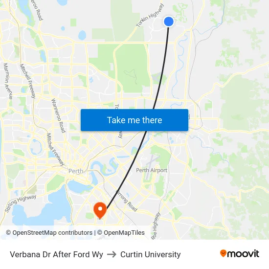 Verbana Dr After Ford Wy to Curtin University map