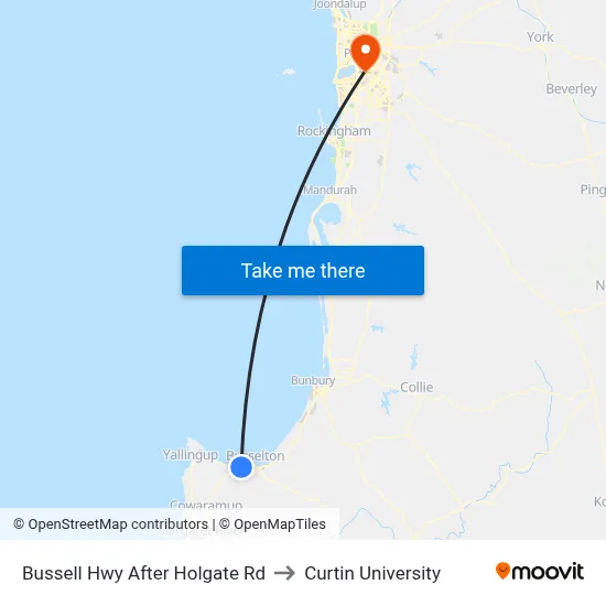 Bussell Hwy After Holgate Rd to Curtin University map