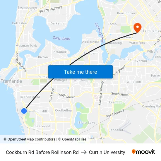 Cockburn Rd Before Rollinson Rd to Curtin University map