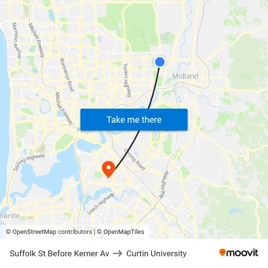 Suffolk St Before Kerner Av to Curtin University map