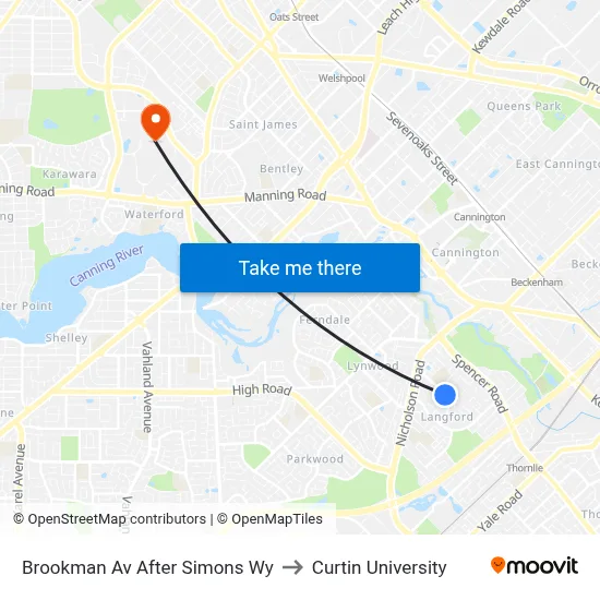 Brookman Av After Simons Wy to Curtin University map
