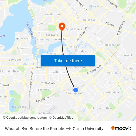 Waratah Bvd Before the Ramble to Curtin University map