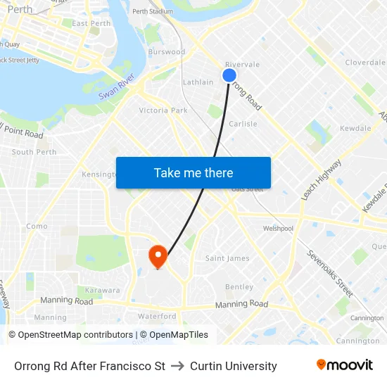 Orrong Rd After Francisco St to Curtin University map