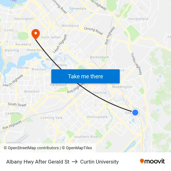 Albany Hwy After Gerald St to Curtin University map