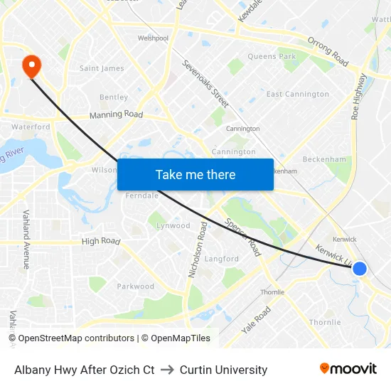 Albany Hwy After Ozich Ct to Curtin University map