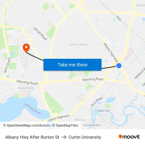 Albany Hwy After Burton St to Curtin University map