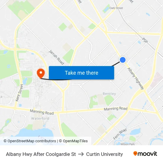 Albany Hwy After Coolgardie St to Curtin University map