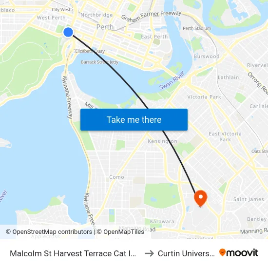 Malcolm St Harvest Terrace Cat Id 23 to Curtin University map