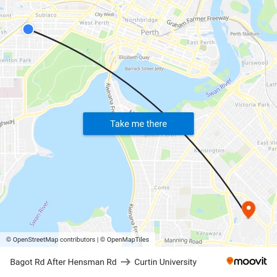 Bagot Rd After Hensman Rd to Curtin University map