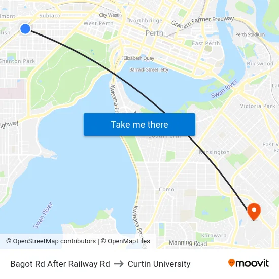 Bagot Rd After Railway Rd to Curtin University map