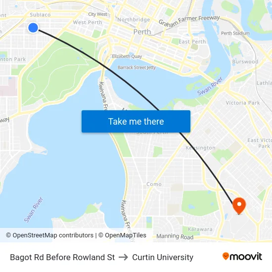 Bagot Rd Before Rowland St to Curtin University map