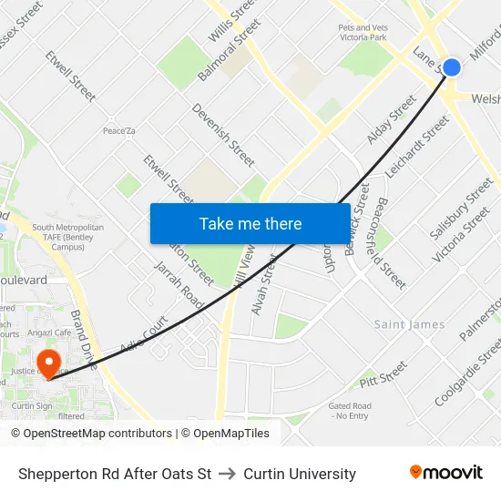 Shepperton Rd After Oats St to Curtin University map