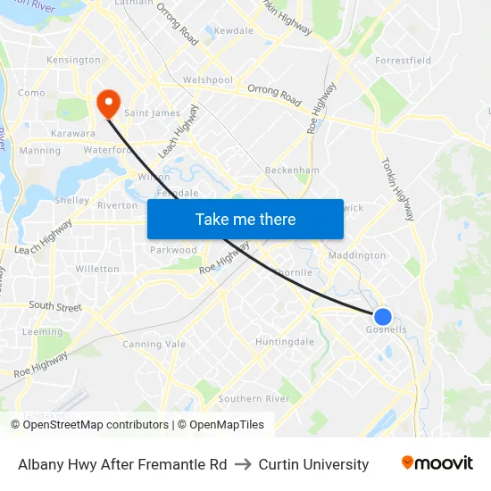 Albany Hwy After Fremantle Rd to Curtin University map