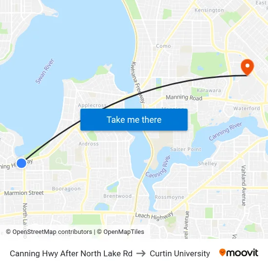 Canning Hwy After North Lake Rd to Curtin University map