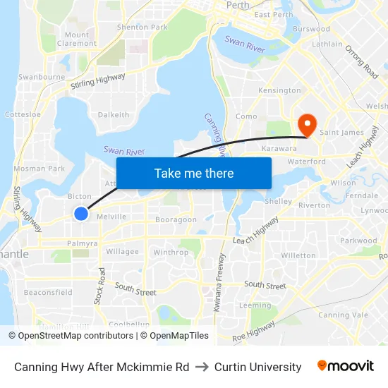 Canning Hwy After Mckimmie Rd to Curtin University map