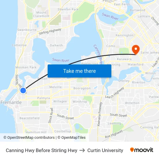 Canning Hwy Before Stirling Hwy to Curtin University map