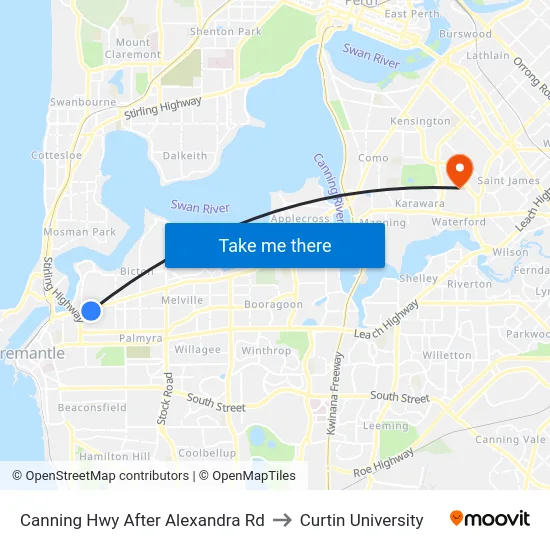 Canning Hwy After Alexandra Rd to Curtin University map