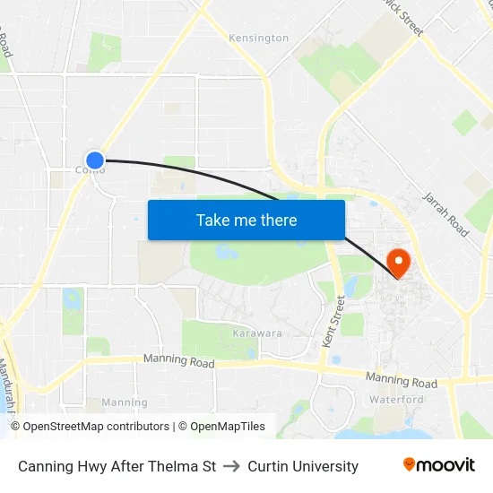 Canning Hwy After Thelma St to Curtin University map