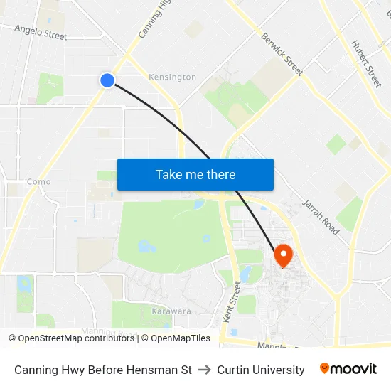 Canning Hwy Before Hensman St to Curtin University map