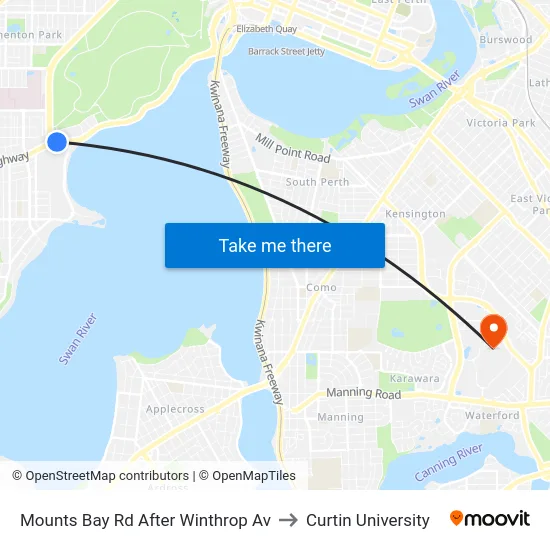 Mounts Bay Rd After Winthrop Av to Curtin University map