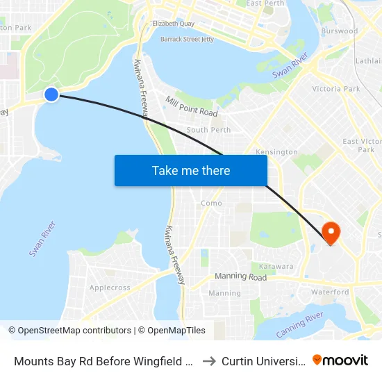 Mounts Bay Rd Before Wingfield Av to Curtin University map