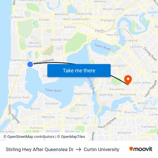 Stirling Hwy After Queenslea Dr to Curtin University map
