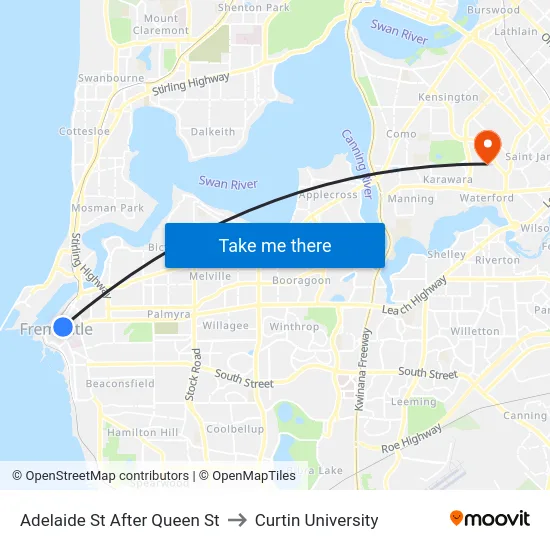 Adelaide St After Queen St to Curtin University map