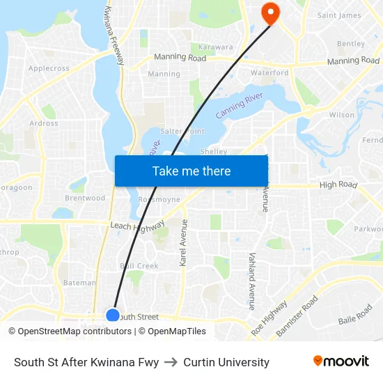 South St After Kwinana Fwy to Curtin University map