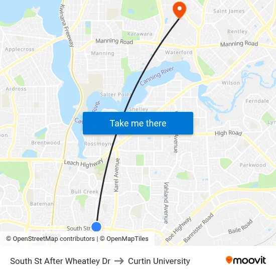 South St After Wheatley Dr to Curtin University map