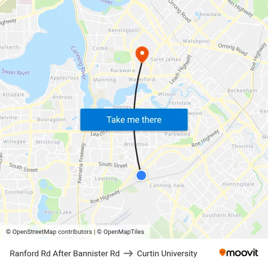 Ranford Rd After Bannister Rd to Curtin University map