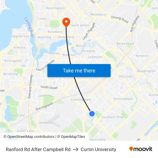 Ranford Rd After Campbell Rd to Curtin University map
