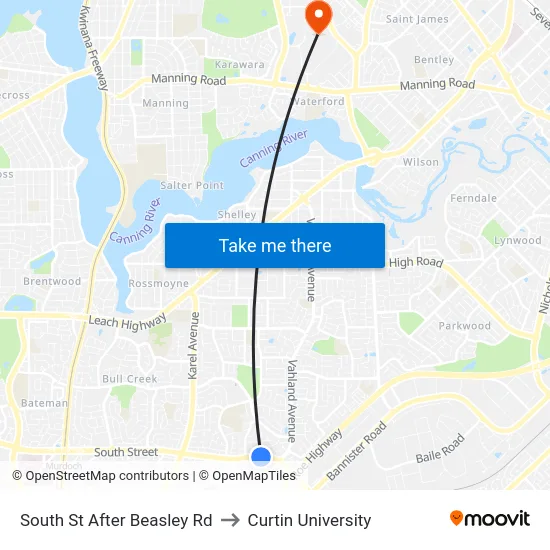 South St After Beasley Rd to Curtin University map