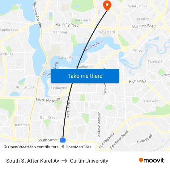 South St After Karel Av to Curtin University map