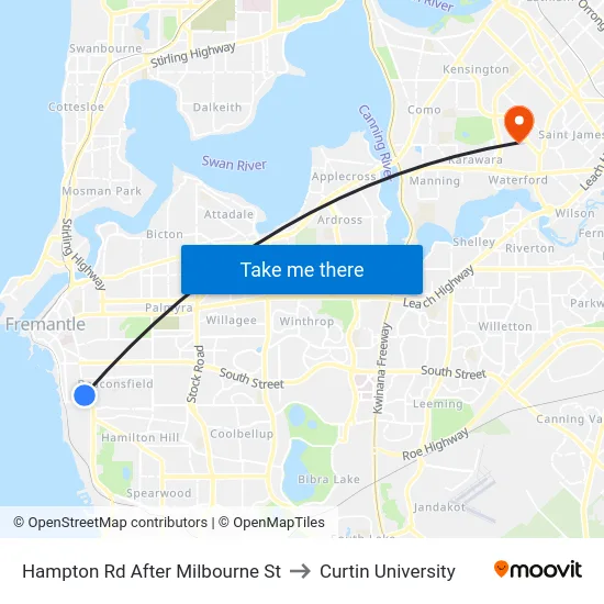 Hampton Rd After Milbourne St to Curtin University map