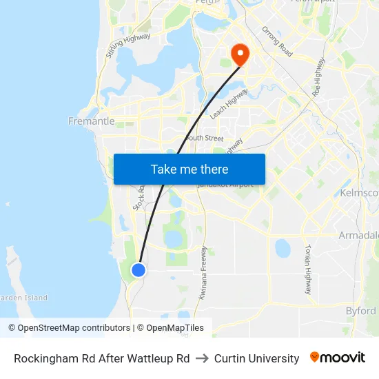 Rockingham Rd After Wattleup Rd to Curtin University map