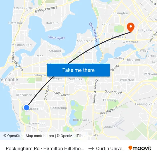 Rockingham Rd - Hamilton Hill Shopping Ctr to Curtin University map