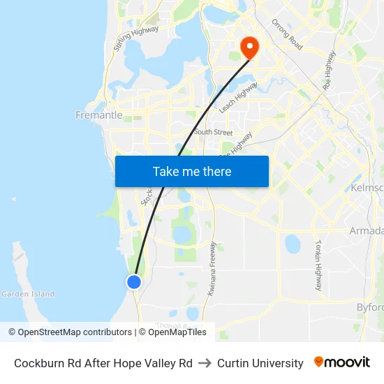 Cockburn Rd After Hope Valley Rd to Curtin University map