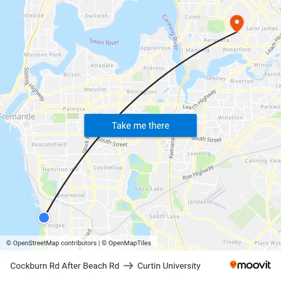 Cockburn Rd After Beach Rd to Curtin University map