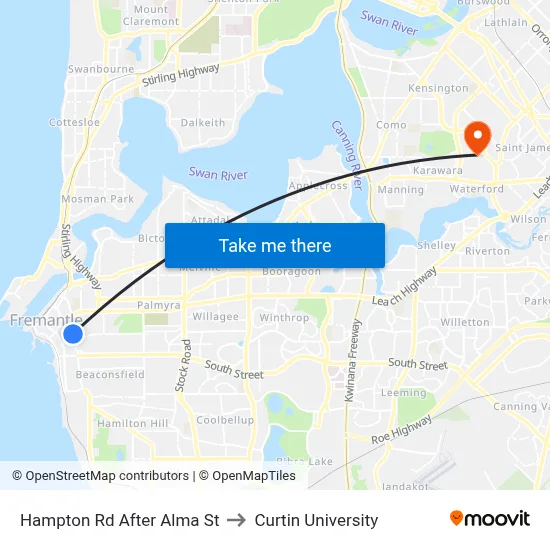 Hampton Rd After Alma St to Curtin University map