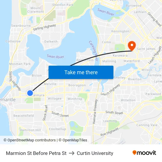 Marmion St Before Petra St to Curtin University map